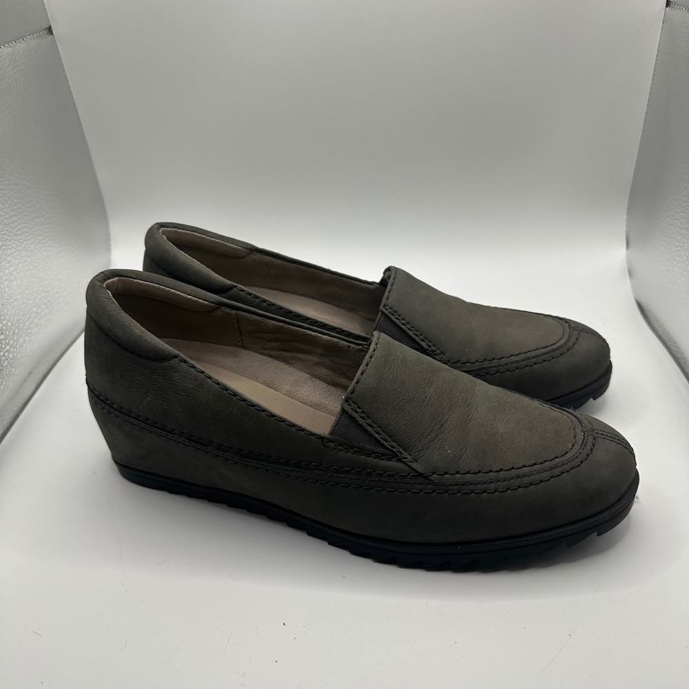 Naturalizer N5 Contour Womens 8M Grey Leather Slip On Wedge Loafers Shoes